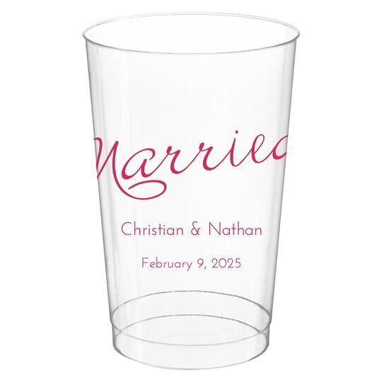 Expressive Script Married Clear Plastic Cups